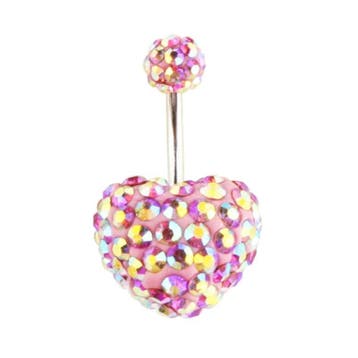 Fako Bijoux - Navelpiercing - Disco Dots Duo - Hart - Roze, Handtassen en Accessoires, Piercings, Verzenden, Nieuw
