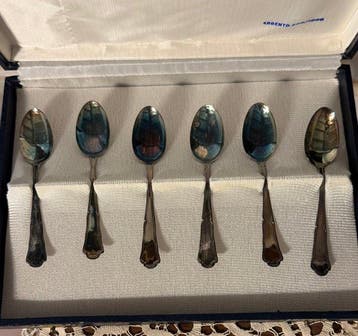 Lepel (6) - Zilver, 800 - 800 zilveren lepels, Antiek en Kunst