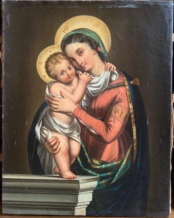 Europese school (XIX) - Vierge à l’enfant, Antiquités & Art