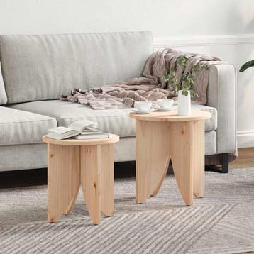 vidaXL Salontafel 2 st Naturel 41,5 x 41,5 x 44 cm, Huis en Inrichting, Verzenden, Nieuw