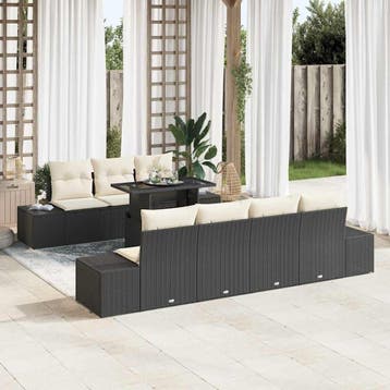 vidaXL Tuinbank Set 8 st Zwart en Crème, Verzenden, Nieuw