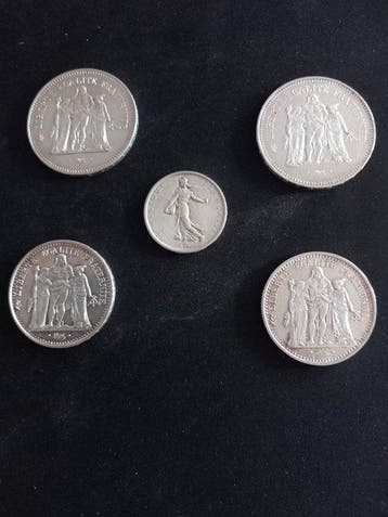 Frankrijk. Lot de 5 monnaies en argent, 1960/1978
