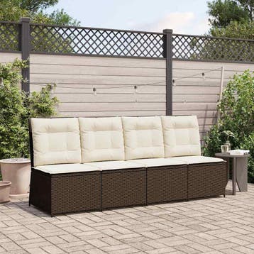 vidaXL Tuin Sofa Bruin en Crème Wit poly rattan, Verzenden, Nieuw