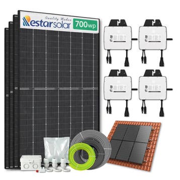 Zonnepanelen pakket voor schuindak - 2.8 kW - 4x 700, Ophalen of Verzenden