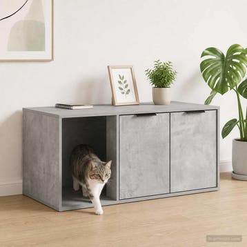 vidaXL Kattenkrat Meubel Betongrijs 100 x 49 x 45 cm Bewerkt, Verzenden