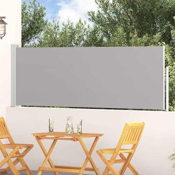 vidaXL Tuinscherm uittrekbaar 100x314 cm grijs, Verzenden, Nieuw