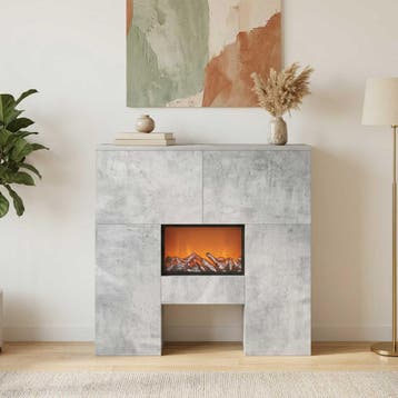 vidaXL Elektrische haard Betonkleurig 75 x 24,5 x 75 cm, Huis en Inrichting, Verzenden, Nieuw