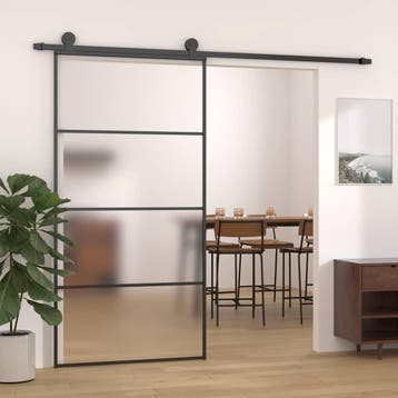 vidaXL Schuifdeur 102,5x205 cm mat ESG-glas en aluminium, Verzenden, Nieuw