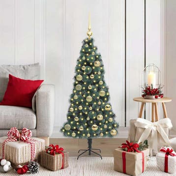 vidaXL Kunstmatige Voorverlichte Kerstboom met Bal Set Groen, Verzenden