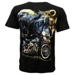 Wolf Adelaar en Motor in de Nacht T-Shirt Zwart
