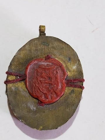 Reliekhouder - Messing, Glas, Hout, Papier - 20e eeuw -, Antiek en Kunst