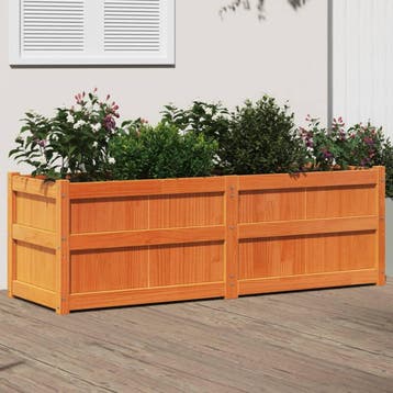 vidaXL Plantenbak 150x50x50 cm massief grenenhout wasbruin, Verzenden, Nieuw
