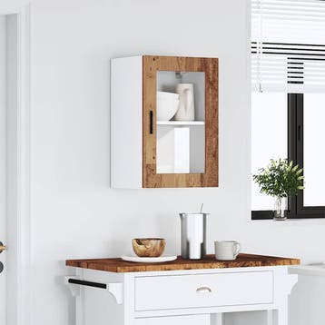vidaXL Keukenbovenkast met glazen deur Porto oud houtkleurig, Verzenden, Nieuw