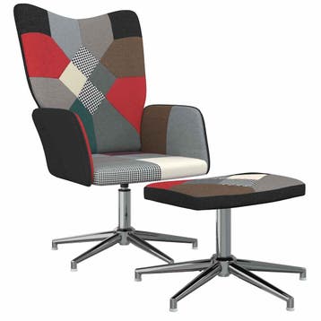 vidaXL Relaxstoel met voetenbank patchwork stof, Verzenden