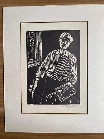 Conrad Felixmüller (1897-1977) - Selbstbildnis (malend)