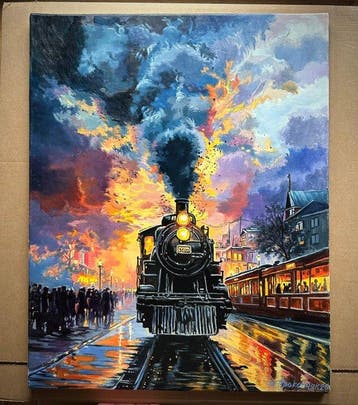 Marin Prokopchuk (XX) - Evening train, Antiek en Kunst