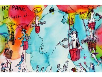 Udo Lindenberg (1946) - signierte Collage - NO PANIC, wir