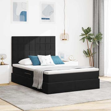 vidaXL Opslag bed met matras met matras Zwart 140 x 190 cm, Verzenden