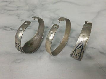 Late Ottoman Antique Silver Bracelet Set with Savat (3
