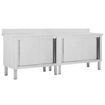 vidaXL Werktafels met deuren 2 st 240x50x(95-97) cm, Zakelijke goederen, Horeca | Overige, Verzenden