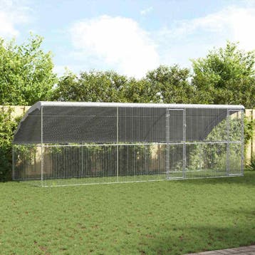 vidaXL Kippenkooi met 2 deuren 3 st zilver 600x200x200cm, Verzenden