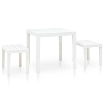 vidaXL Tuintafel met 2 banken kunststof wit, Verzenden
