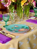 Tafelkleed met ikat-patroon in vanillekleur voor grote