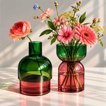 Cloudnola - Vase - Ensemble de 2 vases Flip en verre coloré, Antiquités & Art