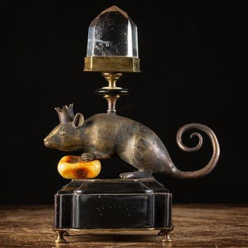 Bronzen beeldhouwwerk met kwarts en barnsteen - Duitsland, Antiek en Kunst