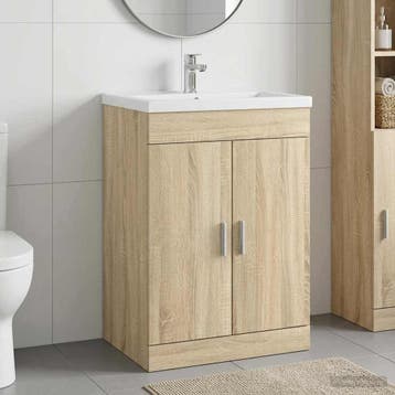 vidaXL Badkamer Onder Het Wastafel Kast Sonoma Eiken 56 x, Verzenden, Nieuw