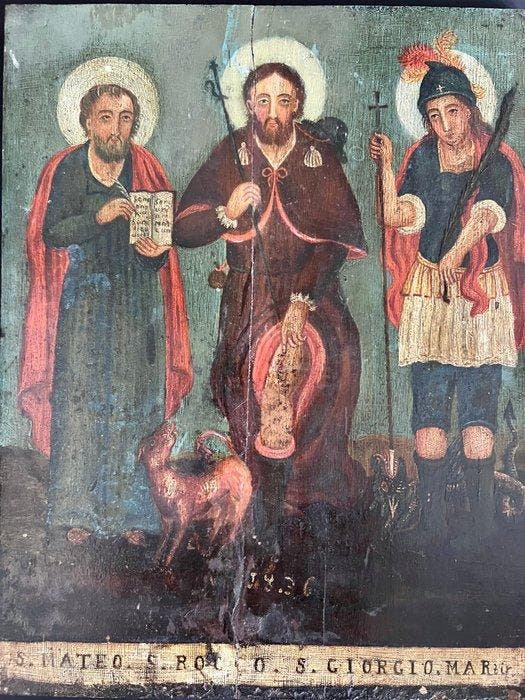 Icoon - Hout - Drie Heiligen, Antiek en Kunst, Kunst | Niet-Westerse kunst