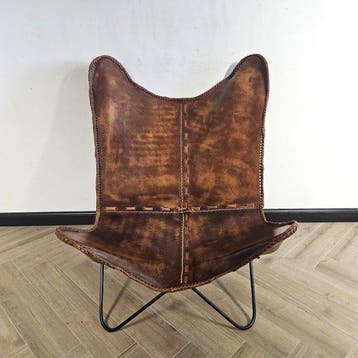 Stoel - Butterfly stoel (3107) - Leder, IJzer