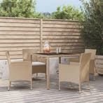 vidaXL 5-delige Tuinset met kussens poly rattan beige, Verzenden, Nieuw, Tuinset