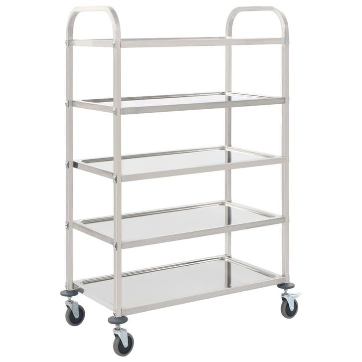 vidaXL Keukentrolley 5-laags 107x55x147 cm roestvrij staal, Maison & Meubles, Cuisine | Ustensiles de cuisine, Envoi