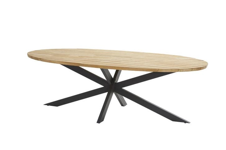 Taste by 4 Seasons Prado tuintafel antraciet met ellips teak, Jardin & Terrasse, Ensembles de jardin