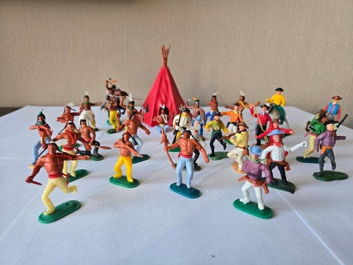 Timpo en anderen - Speelgoed Cowboys en Indianen, Timpo en, Antiquités & Art, Antiquités | Autres Antiquités