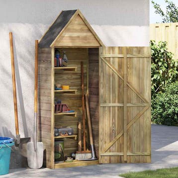 vidaXL Tuinschuur met deur 69,5x32x178 cm geïmpregneerd, Verzenden