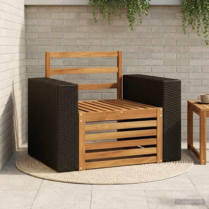 vidaXL Buiten Midden Sofa Naturel, Tuin en Terras, Tuinsets en Loungesets, Nieuw, Verzenden