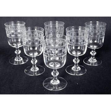 Baccarat - Wijnglas (6) - Gravure 3458 - Kristal