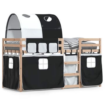 vidaXL Stapelbed met gordijnen 90x190 cm grenenhout wit en, Verzenden