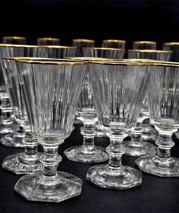 Drinkservies (18) - verticale kosten - 24 kt goud, Antiek en Kunst