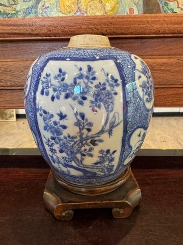 Chinese blauw-witte porseleinen pot, gedateerd uit de 19e