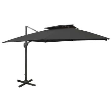 vidaXL Zweefparasol met dubbel dak 300x300 cm zwart, Verzenden, Nieuw