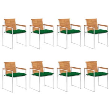 vidaXL Tuinstoelen 8 st met kussens massief acaciahout, Verzenden, Nieuw