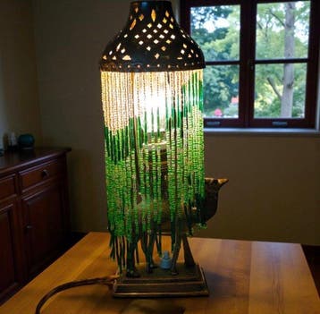 Oriental brass - Tafellamp - Messing, Glas - messing en glas