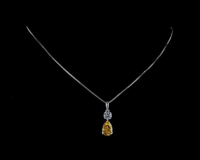 Pendentif - 14 carats Or blanc - 4.59ct. tw. Jaune Diamant, Bijoux, Sacs & Beauté, Bijoux anciens