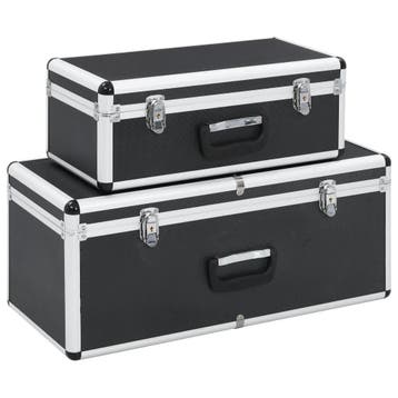 vidaXL Opbergkoffers 2 st aluminium zwart, Verzenden, Nieuw