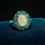 Sans prix de réserve - Bague Argent 925 Opale - Topaze