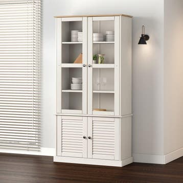 vidaXL Vitrinekast VIGO 85x35x170 cm massief grenenhout wit, Verzenden