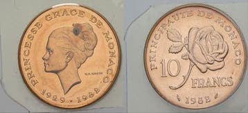 10 Francs 1982 Monaco Rainier Iii, 1949-2005, Postzegels en Munten, Verzenden, België